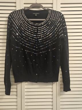 Banana Republic Deep Navy Sequin-Embellished Cardigan